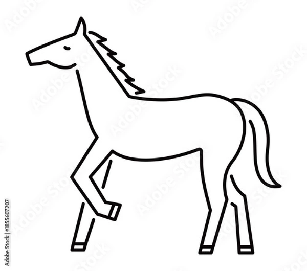 Fototapeta 馬のシンプルなイラスト　ウマ　うま　午年　午　うま年　年賀状　2026年　白背景　動物　横