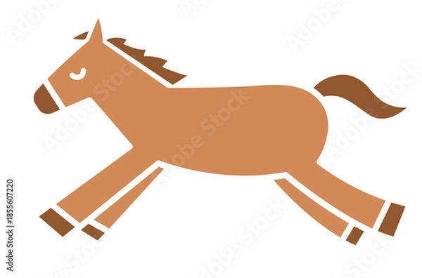 Fototapeta 馬のシンプルなイラスト　ウマ　うま　午年　午　うま年　年賀状　2026年　白背景　動物　横