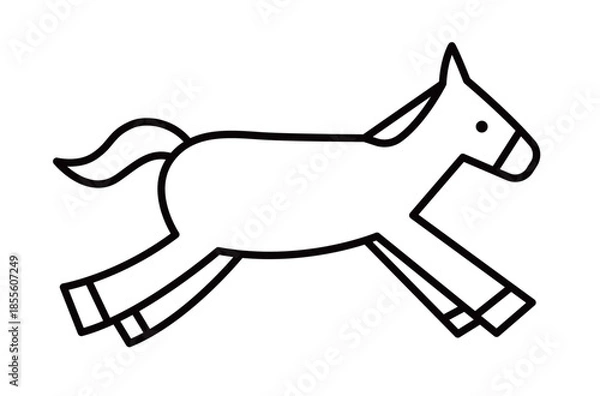 Fototapeta 馬のシンプルなイラスト　ウマ　うま　午年　午　うま年　年賀状　2026年　白背景　動物　横