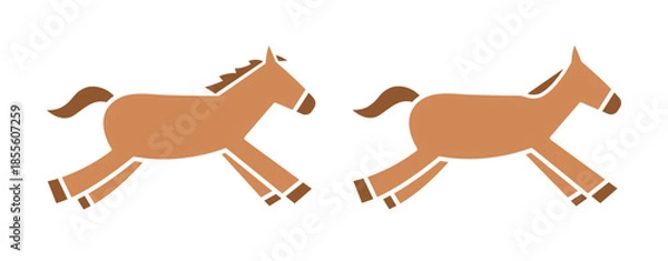 Fototapeta 馬のシンプルなイラスト　ウマ　うま　午年　午　うま年　年賀状　2026年　白背景　動物　横