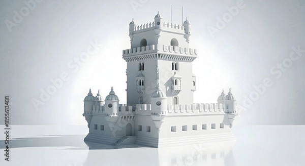 Obraz Architectural Wonder - A Pristine White Tower Against a Clean Backdrop.