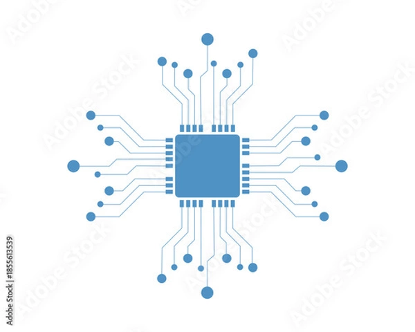 Obraz Microchip Circuit Board Icon. Digital Technology Processor Vector Illustration