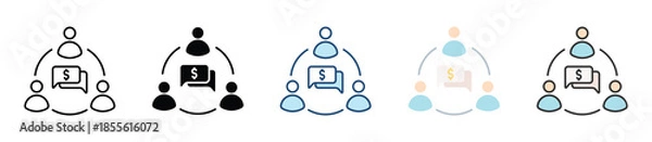 Obraz Business Communication Icon Set Multiple Style Collection