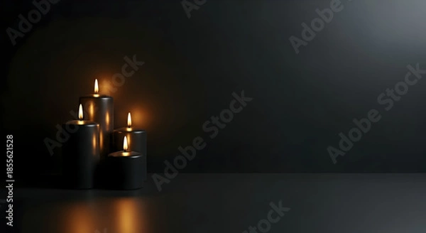 Obraz Elegant Candles Illuminating a Dark Space with Warm Light.