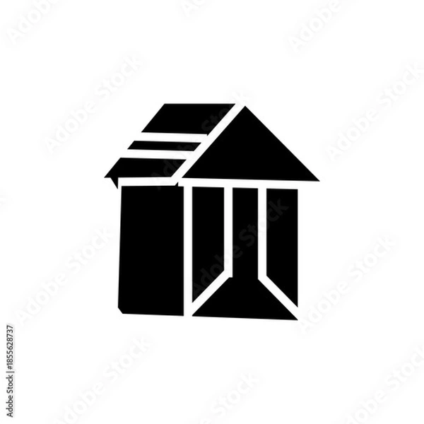 Fototapeta origami house glyph icon illustration vector