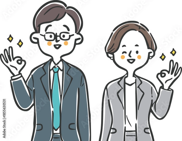 Obraz OKサインをするビジネスパーソン　上半身　ベクター