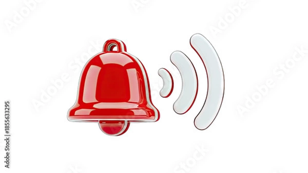 Obraz 3D Red Bell Notification Icon on transparent background