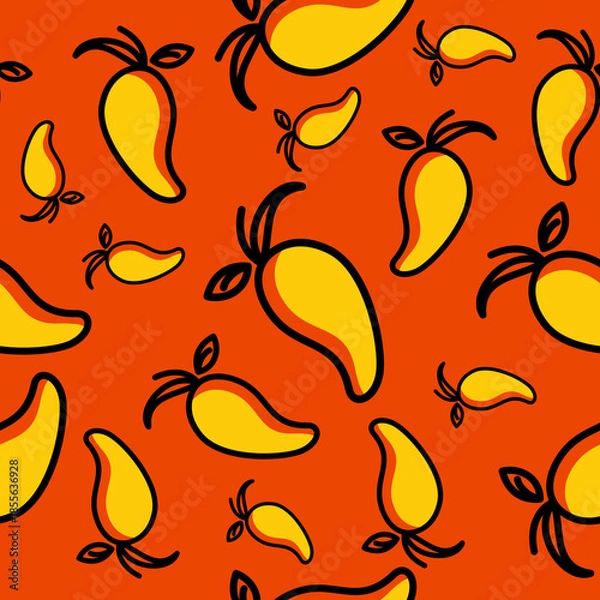 Obraz Mango Seamless Pattern With Orange Background