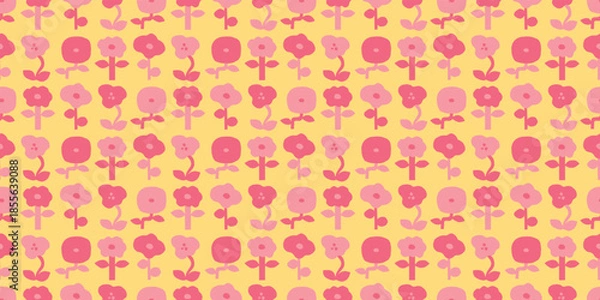 Fototapeta Floral illustration background. Seamless pattern.Vector. 花のイラストパターン