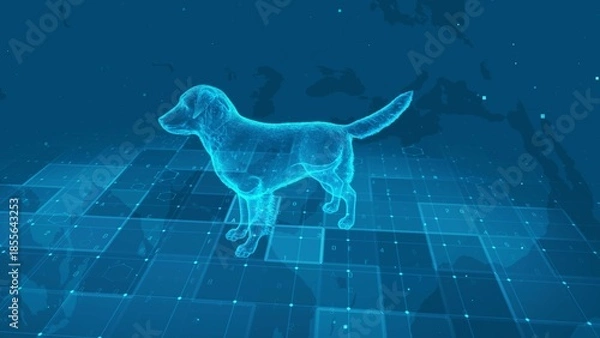 Obraz Futuristic Digital Dog Anatomy Visualization with Veterinary Data Interface