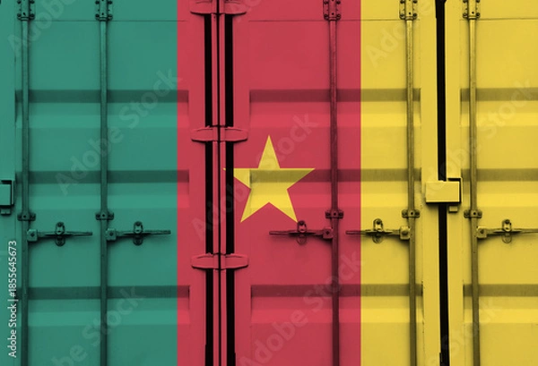 Obraz Shipping container with Cameroon national flag overlay