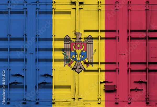 Obraz Shipping container with Moldova national flag overlay