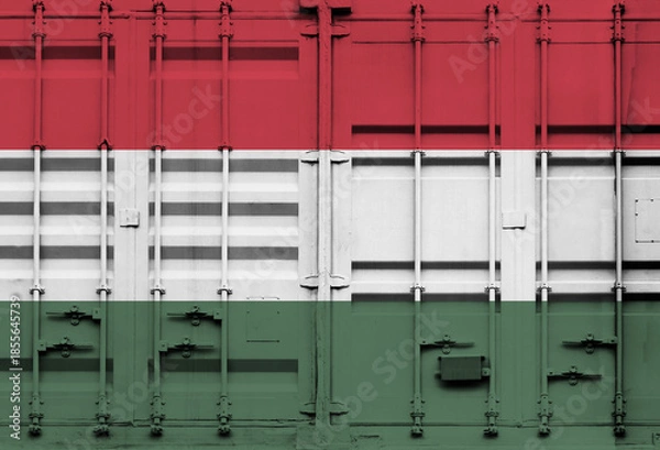 Obraz Shipping container with Hungary national flag overlay