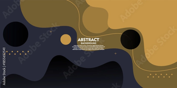 Obraz Abstract concept design with yellow wave fluid elements on dark background. Vector eps10.