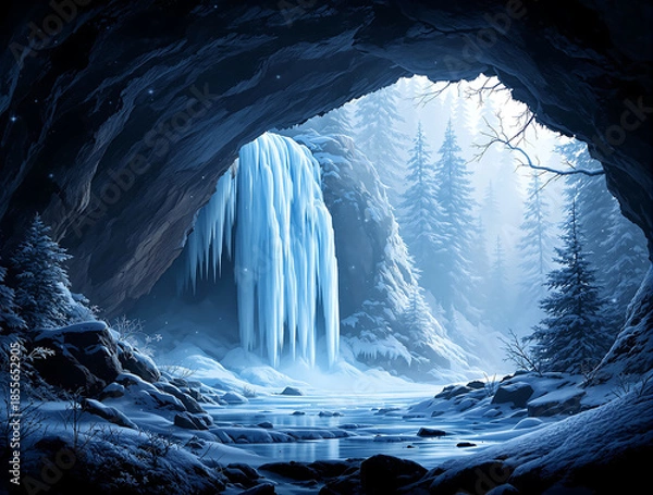 Obraz ice cave with icicles