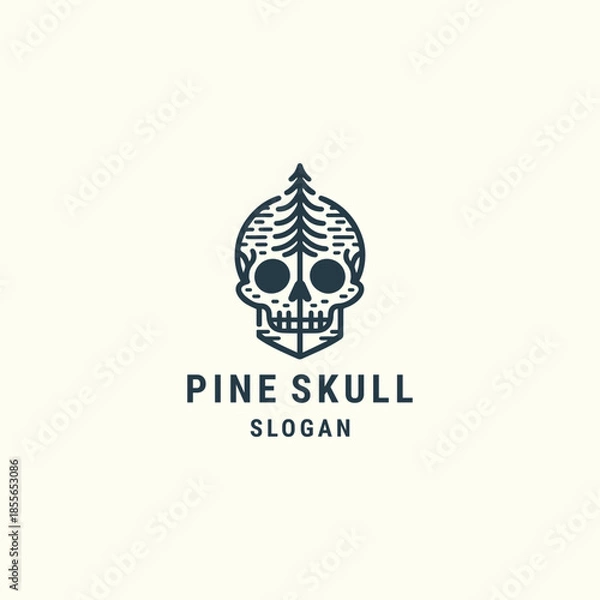Fototapeta Pine skull logo template vector illustration design