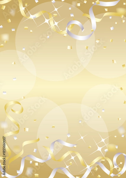 Obraz 金銀のテープが飛ぶキラキラした縦向き背景イラスト