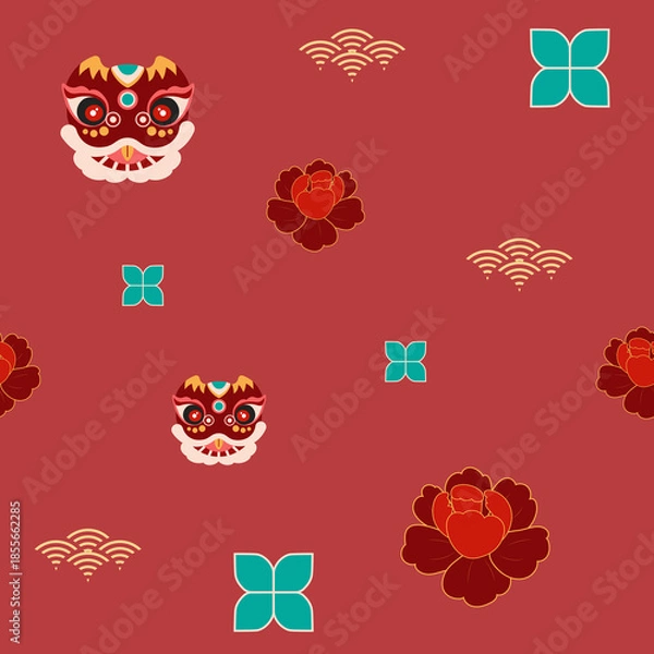 Obraz Chinese New Year Seamless Pattern Design