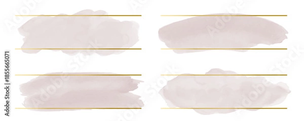 Obraz ベクターの水彩風にじみとゴールドフレームのセット