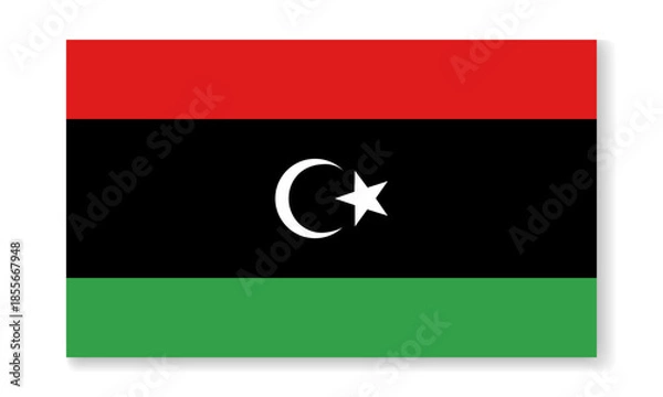 Obraz Libya national flag in flat style. Vector flat background.