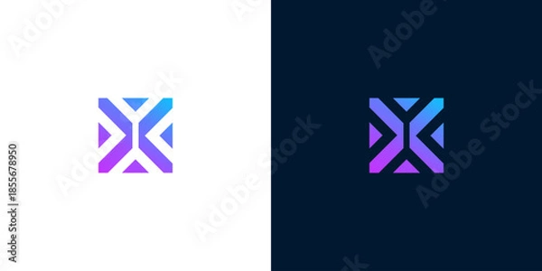 Fototapeta Abstract Geometric Logo Mark with Gradient Colors, Modern Minimalist Design Element