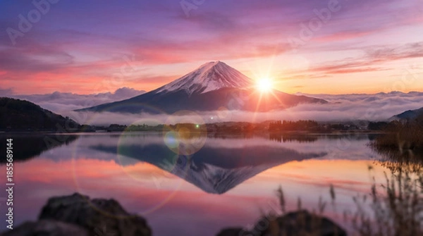 Obraz 富士山　初日の出 　ai生成画像	
