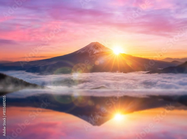Obraz 富士山　初日の出 　ai生成画像	
