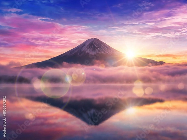 Obraz 富士山　初日の出 　ai生成画像	
