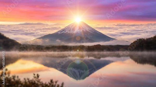 Obraz 富士山　初日の出 　ai生成画像	
