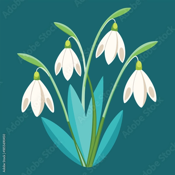 Obraz Snowdrop Elegance on Teal