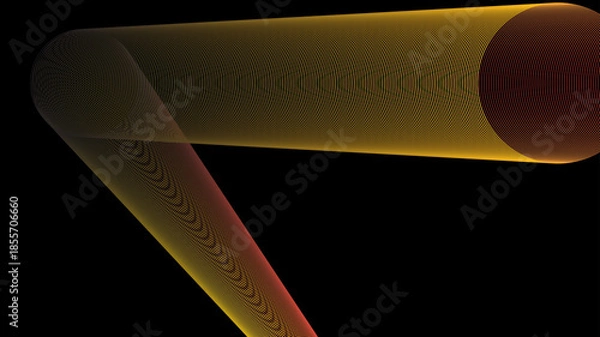 Obraz Dynamic Golden Orange Gradient Mesh Tubes Intersecting on Black Abstract Background Design