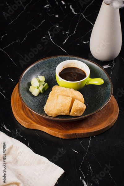 Obraz Asian Dumplings with Soy Sauce.