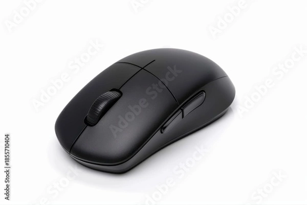 Obraz Sleek black wireless computer mouse an ergonomic peripheral for precise on transparent background