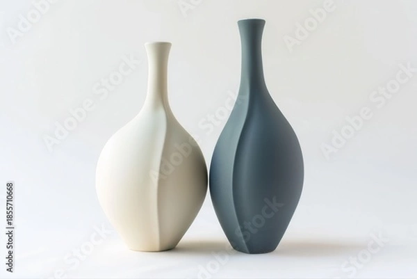 Obraz Modern abstract decorative ceramic vases elegant home decor sculptural on transparent background