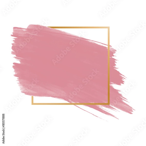 Obraz Vector frame with pink paint brush stroke. Design element for text or logo.