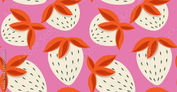 Obraz Seamless strawberry pattern design. Fruit pattern background.