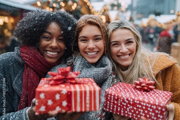 Obraz Friends Enjoying Winter Market