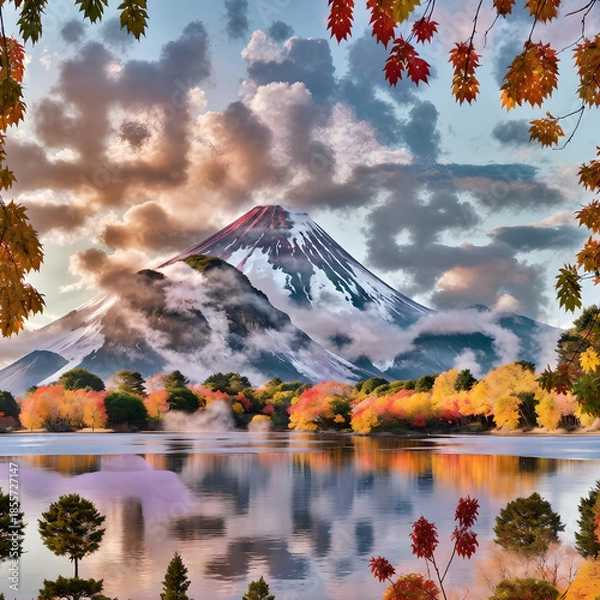 Obraz Fall Reflections in Japan's Mount Fuji