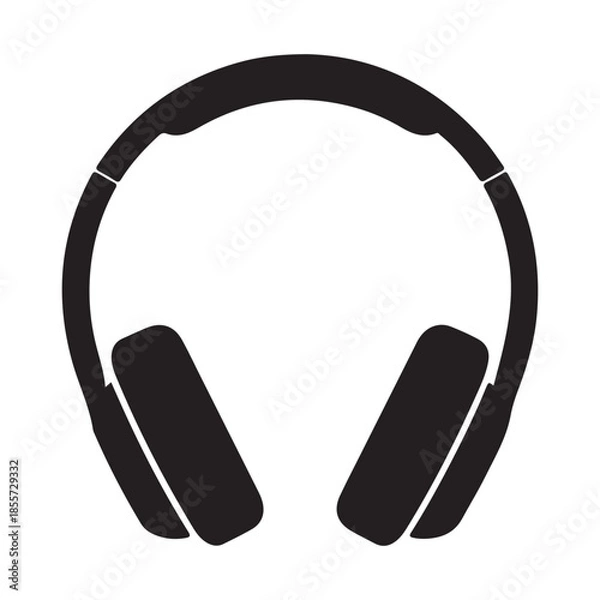 Fototapeta Black headphones icon on white background vector illustration