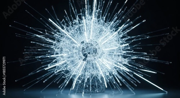 Obraz Abstract glowing sphere with radiant lines in a dark space