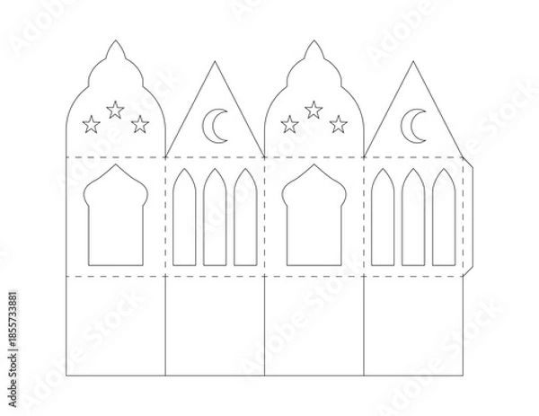 Obraz Eid mubarak lantern cutting template vector illustration
