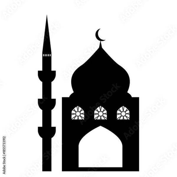 Obraz Eid mubarak mosque and minaret silhouette vector