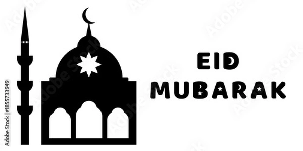 Obraz Eid mubarak mosque silhouette greeting vector