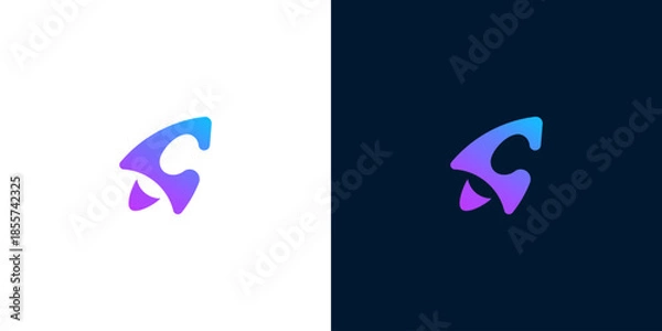 Fototapeta Modern Gradient Abstract Logo Design Featuring a Stylized Rocket or Arrow Shape