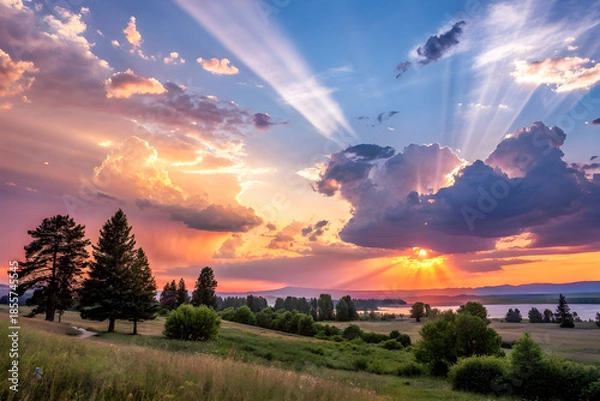 Obraz sunset in the mountains