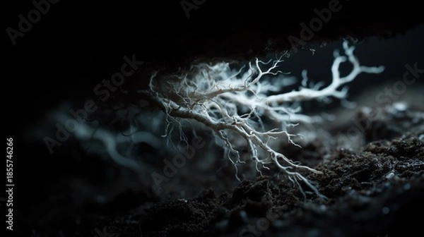 Obraz Mycelial Network. Organic Complex Biologic Mycelium. Abstract Network Structure.