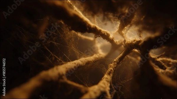 Obraz Mycelial Network. Organic Complex Biologic Mycelium. Abstract Network Structure.