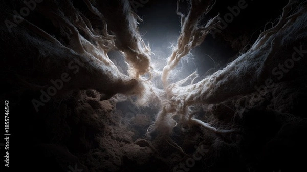 Obraz Mycelial Network. Organic Complex Biologic Mycelium. Abstract Network Structure.