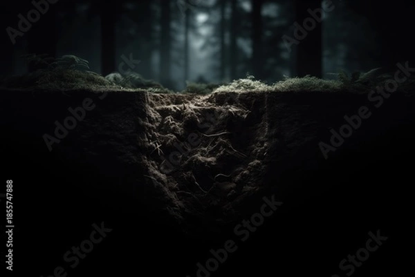 Obraz Dark Forest Floor with Textured Ground Level