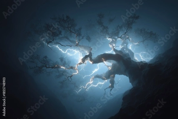 Obraz Mycelial Network. Organic Complex Biologic Mycelium. Abstract Network Structure.